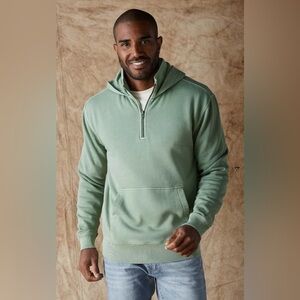 The Normal Brand Jackie Premium Fleece Quarter Zip Hoodie in Dark Indigo